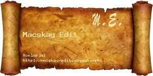 Macskay Edit névjegykártya